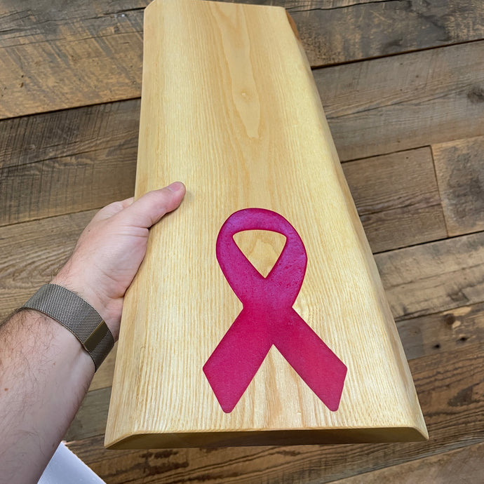 Ash Serving Board with Pink Ribbon